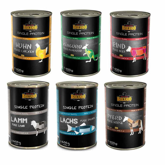 Super lækkert dåsemad med kun 1 type kød i, single protein kaldes det også. Fås hos Arthurs Barf i Hørsholm