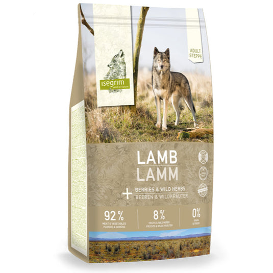 Isegrim Steppe, Voksen hunde, lam, 92/8/0 høj mængde kød, uden korn, med grønsager fra Arthurs Barf i Hørsholm