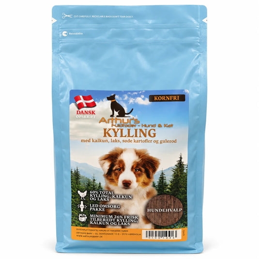 Fuldfoder Hvalp med kylling m.m. 60 % | Arthurs Kornfrie