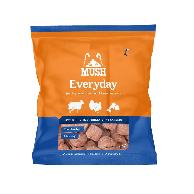 Indlæs billede i Gallery Viewer, MUSH Everyday 3kg Blå – BARF Fuldfoder til Hunde
