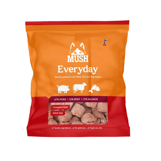 MUSH Everyday 3kg Rød – BARF Fuldfoder til Hunde