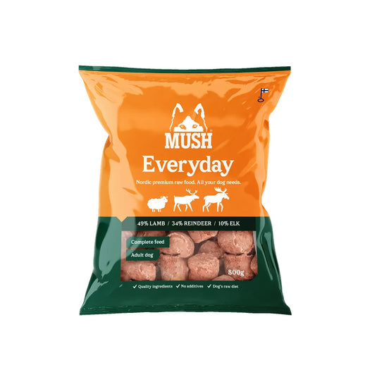 MUSH Everyday Wild – BARF fuldfoder med rensdyr, lam & elg (800 g)